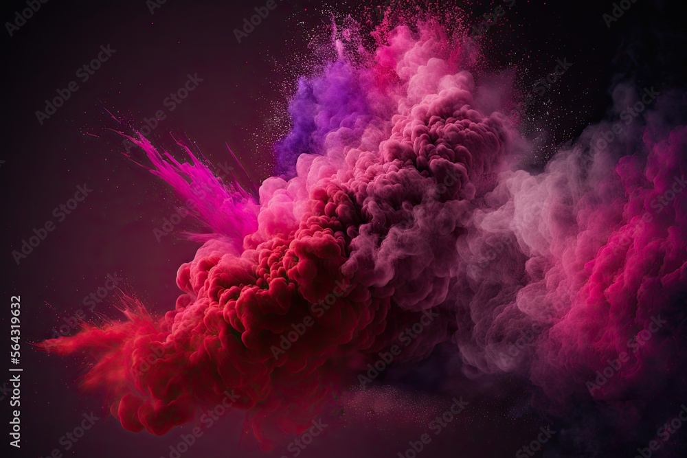 Wall mural red and pink smoke with shiny glitter particles abstract 3