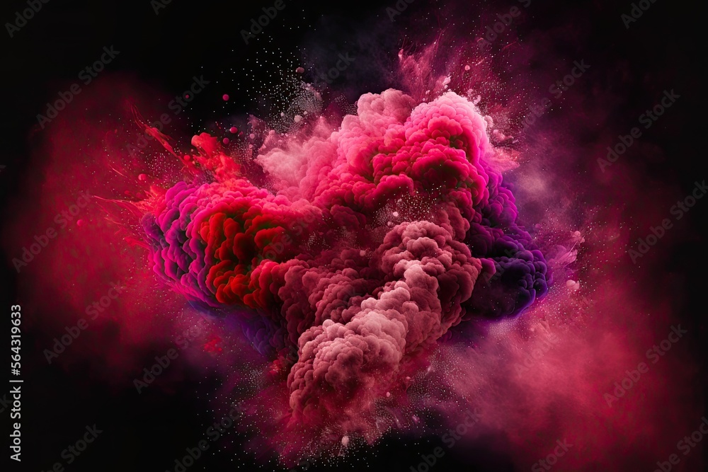 Wall mural red and pink smoke with shiny glitter particles abstract 4