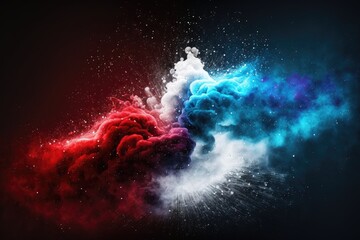 white, blue and red smoke with shiny glitter particles abstract 3