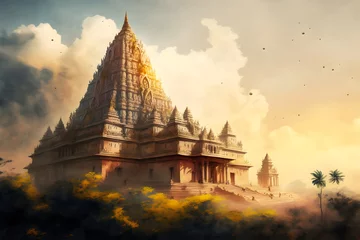 Papier Peint photo autocollant Lieu de culte Majestic and giant indian hindu temple in the style of ancient architecture
