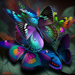 Colorful butterflies. Generative AI.	
