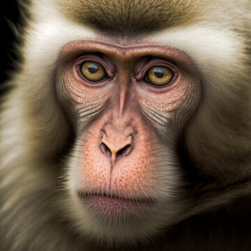 Portrait of a macaque. Generative AI.	
