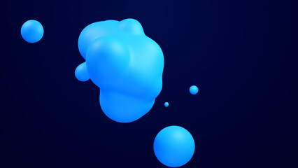 Metaverse 3d abstract background with droplets blue metaball molten wax merge fly drops liquid bio bubbles transformation metal spheres metal ball motion design render for medical healthy presentation