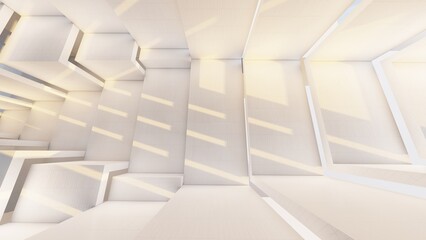 Architecture background geometric concrete wall in interior 3d render