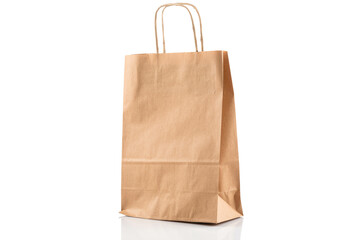 Paper shopping bag on white