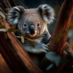 Obraz premium Koala in a tree. Generative AI. 