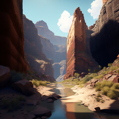 river in the canyon created with Generative AI technology