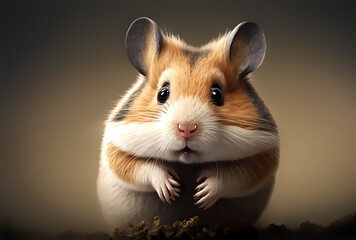 surprised cute hamster on a simple background generative ai