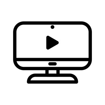 black computer monitor with play button clip art preview