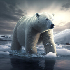 Obraz na płótnie Canvas Polar bear in the arctic. Generative AI. 
