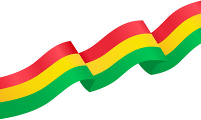 Bolivia flag wave isolated on png or transparent background