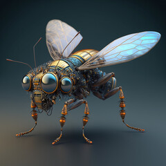 Fototapeta premium Nanorobot insect. Robot insect with camera. Generative AI. 