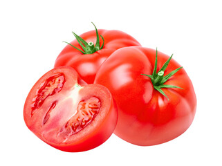 Tomato vegetable isolated on white or transparent background.