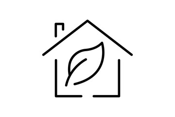 Green house icon illustration. House icon with leaf. icon related to ecology, renewable energy. Line icon style. Simple vector design editable