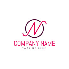 Abstract N alphabet initial logo design