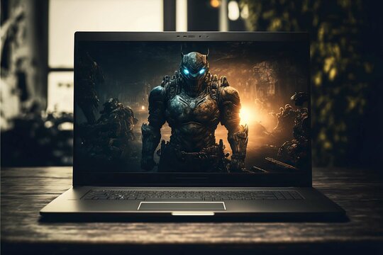  Abstract Electronic gaming laptop Background, Technology Office background,Generative ai