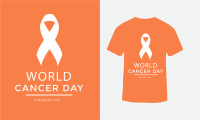 Wold cancer day t-shirt design , wold cancer day vector design, wold cancer day ribbon design 