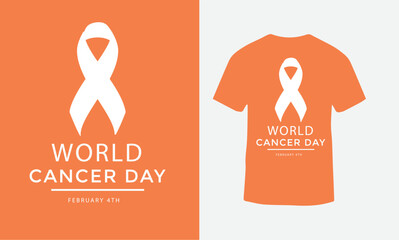 Wold cancer day t-shirt design , wold cancer day vector design, wold cancer day ribbon design, type design 