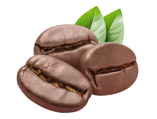 Delicious coffee beans with leaves cut out