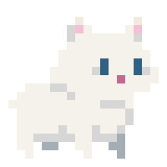 Pixel art asset 8 bit Cute Cat Kitten domestic pet isolated stock vector illustration transparent background