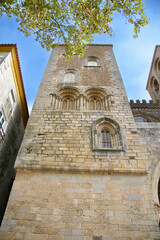 Architectural details of the pretty gothic cathedral of Evora, Portugal