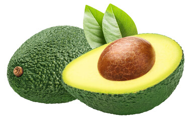 Green avocado with leaves cut out