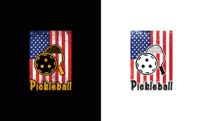 Pickleball US Flag T shirt design, typography