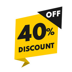 Price tag 40 percent off, yellow and black value balloon