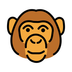 Monkey Face vector flat icon emoji design. Isolated cartoon-styled face of a monkey, looking straight ahead sign.