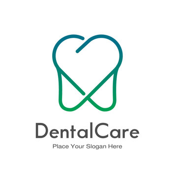 Love dental vector logo template. Tooth with heart symbol. Suitable for care business.