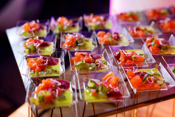 Salmon tartar at the buffet.