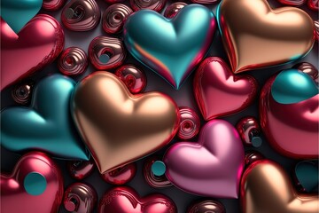 Multicolored Heart background. Valentine Wallpaper with Pink and Light Pink love hearts