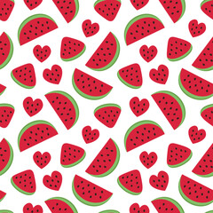 Seamless pattern with watermelon slices on white background