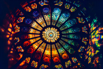 Stained Glass Window.  Generative AI.