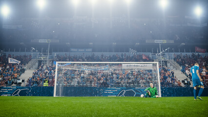 Football Championship: Blue Team Players and Goalkeeper are Disappointed and Sad After Opponents...