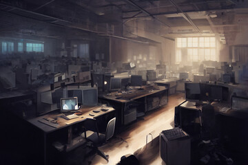 Fototapeta Empty desks of a company-mass layoffs concept obraz