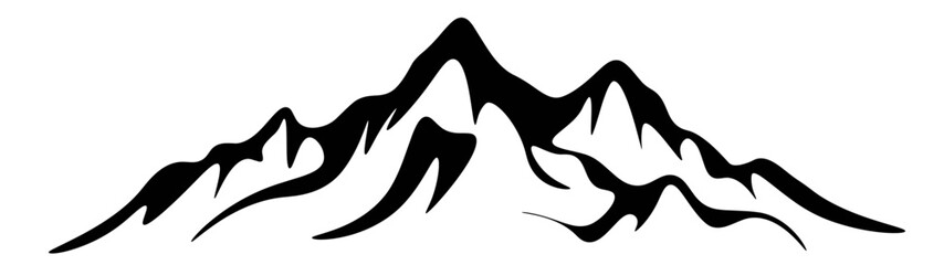 Black silhouette of mountains landscape panorama illustration vector, isolated on white background