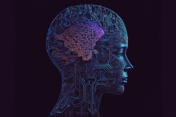 Obraz premium Robot brain digital illustration. 3d rendering ai robot think or compute. (ai generated)
