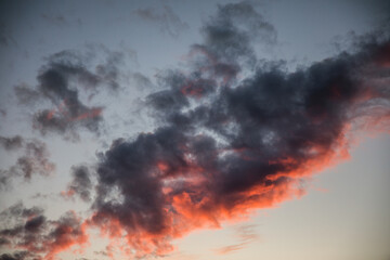 cloud illuminated by the setting sun close-up