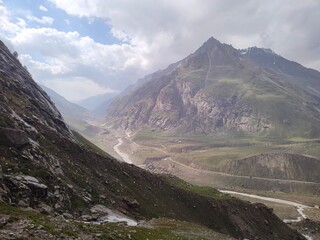 Himachal, India - June 9th, 2022 : the view of Himalayas in Hampta Trek