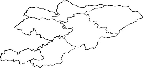 doodle freehand drawing of kyrgyzstan map.