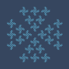 Fototapeta na wymiar Winter rhythmic pattern with snowflakes. Optical illusion of volume. Decorative winter background. Luxury Christmas vector illustration. Surface texture, pattern for fabric, wrapping paper, wallpaper.