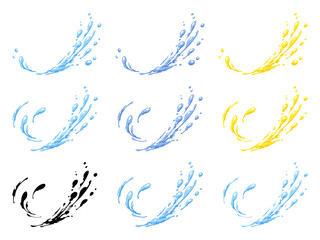 Obraz premium 水のエフェクトのイラスト素材セット