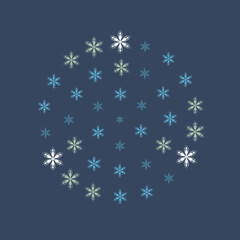 Winter rhythmic pattern with snowflakes. Optical illusion of volume. Decorative winter background. Luxury Christmas vector illustration. Surface texture, pattern for fabric, wrapping paper, wallpaper.
