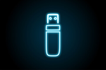 Usb key icon symbol neon glowing 