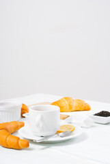 breakfast on white wood table