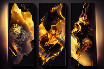set of three fire abstraction banners. Generative AI - obrazy, fototapety, plakaty