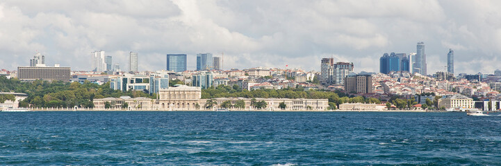Fototapeta premium Panoramic view of the new city of Istanbul taken from the Bosphorus strait - Any visible branding has been removed