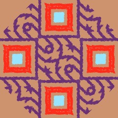 Draw lines with colors, purple, red and blue with yellow background, Design, Fabric pattern, Use as background image.