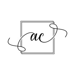 AC Initial handwriting minimalist logo Design